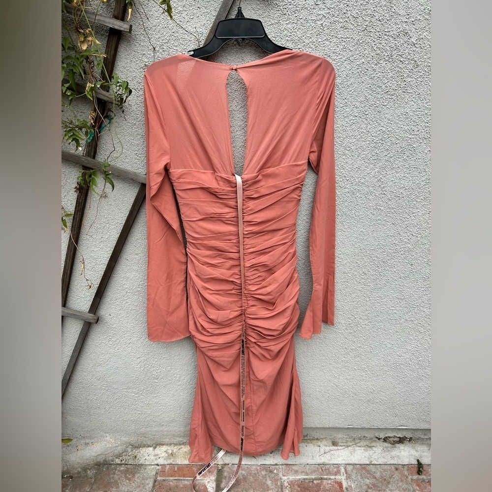 HOUSE OF CB 'Reine' Rose Real Silk Ruffle Midi Dress NWT - Picture 12 of 14